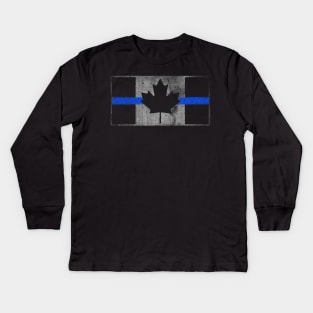 Canada Thin Blue Line Flag Kids Long Sleeve T-Shirt